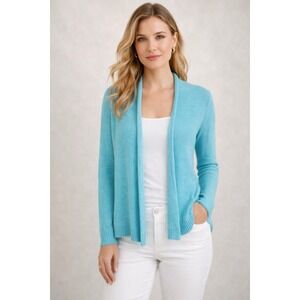 Lilly Pulitzer Bright Blue Open Front Cardigan Cotton Knit Preppy Luxury resort